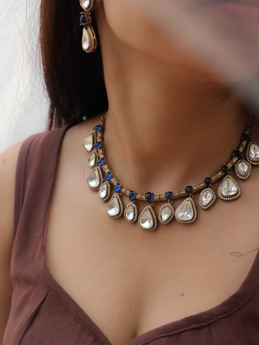 Azure Blue Polki Necklace Set