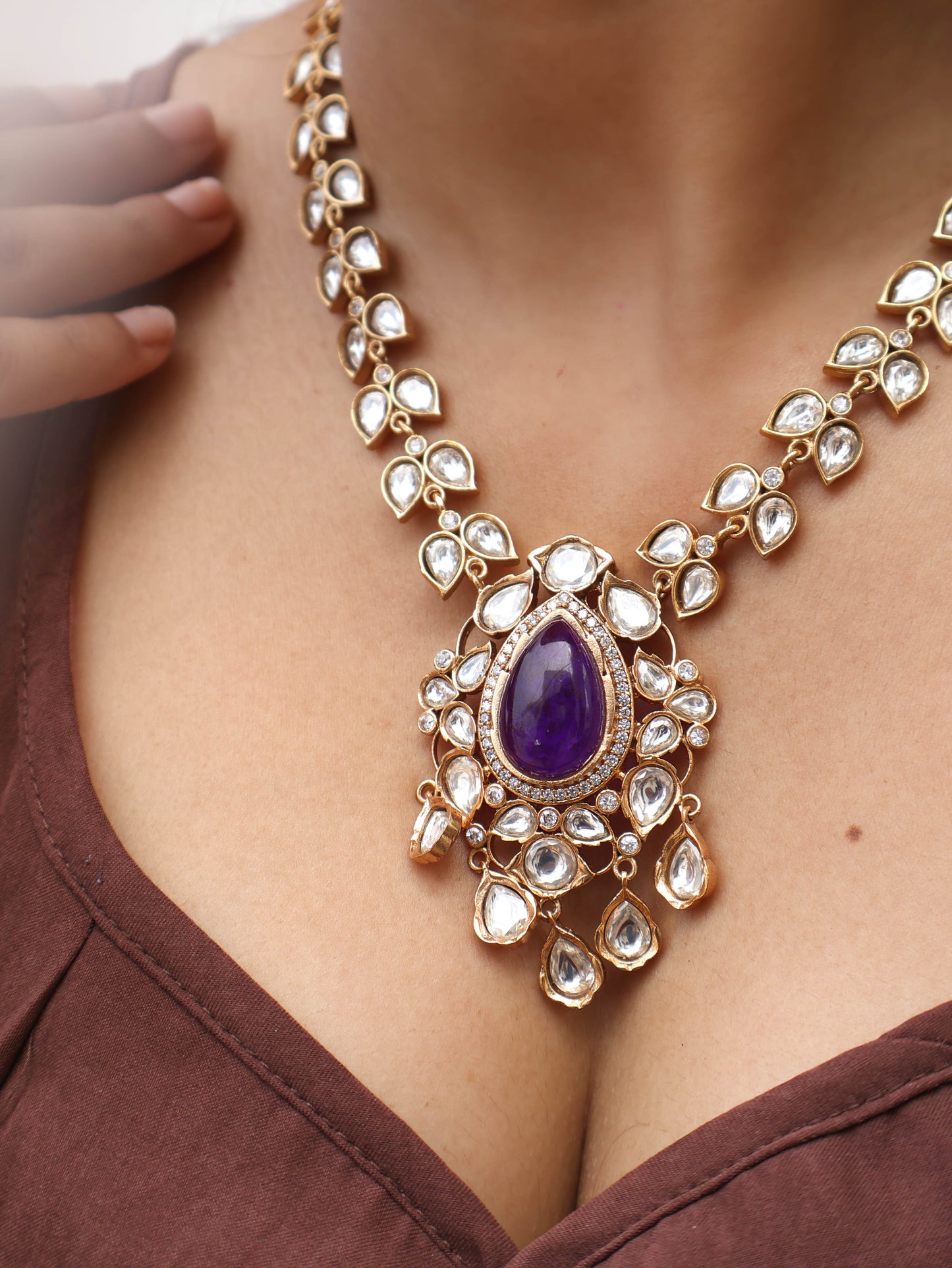 Maison Blue Polki Necklace Set