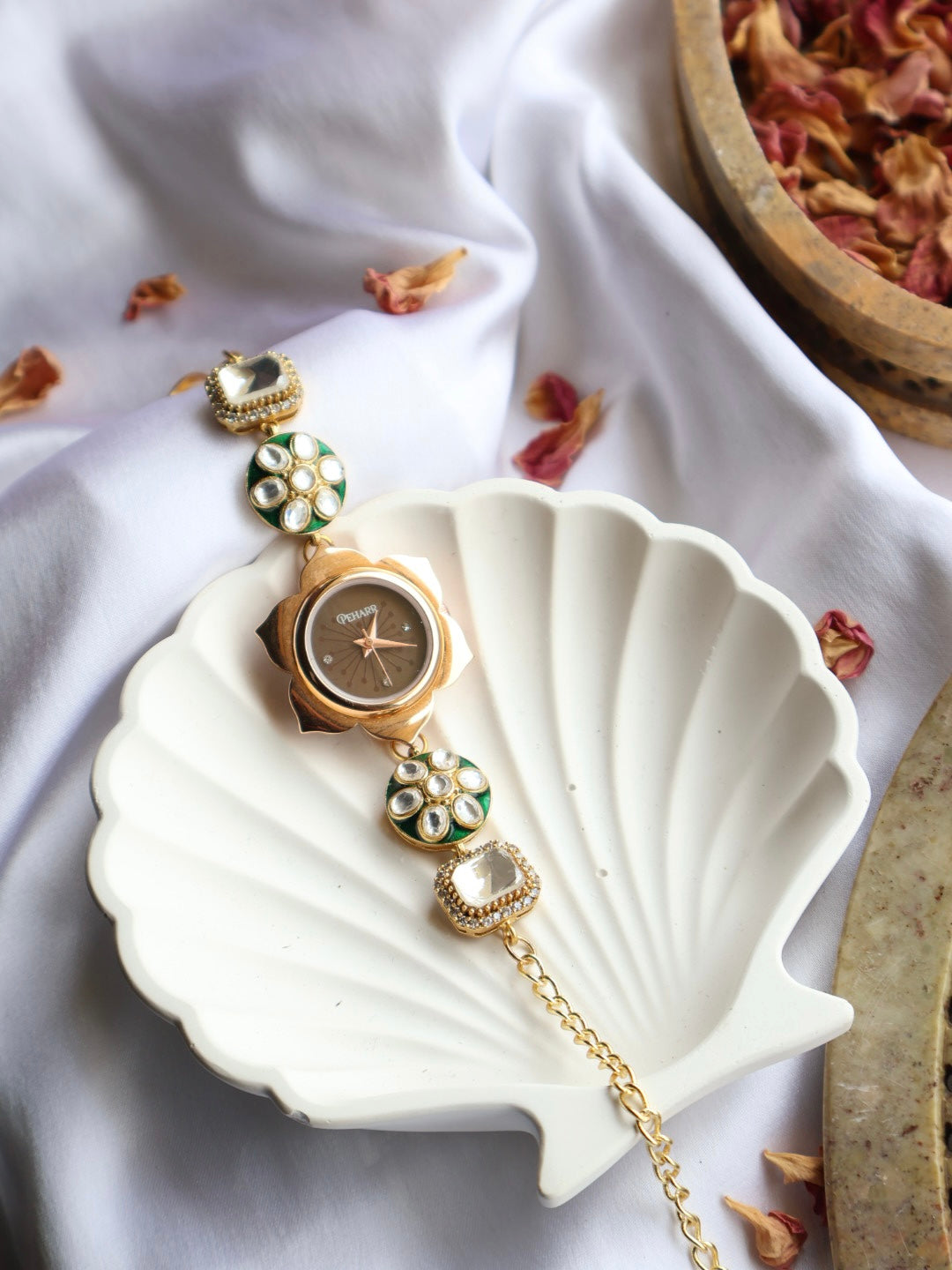 Stone Flower Wrist Watch