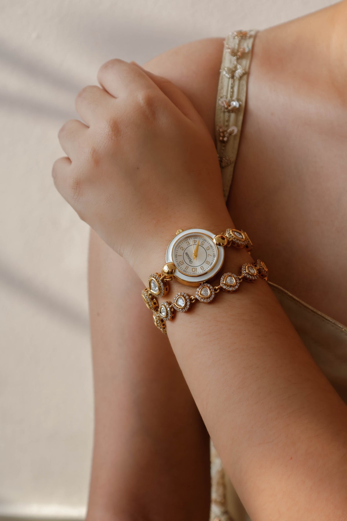 Amruta Polki Wrist Watch & Bracelet Set