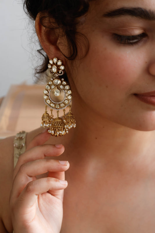 Mehar Polki Chandbali Earrings