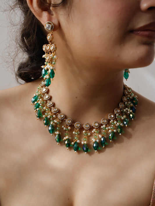 Jolene Polki Green Necklace Set