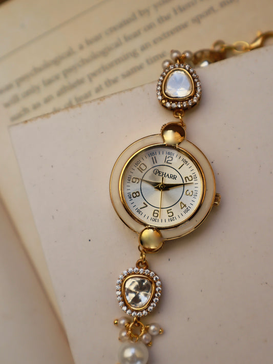 Antique Dial Polkis & Pearls Wrist Watch