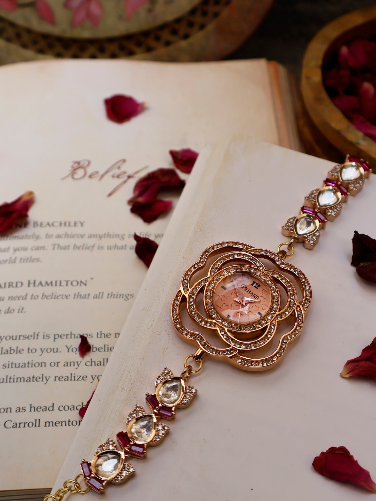 Polkis Petals Rose Gold Finish Wrist Watch