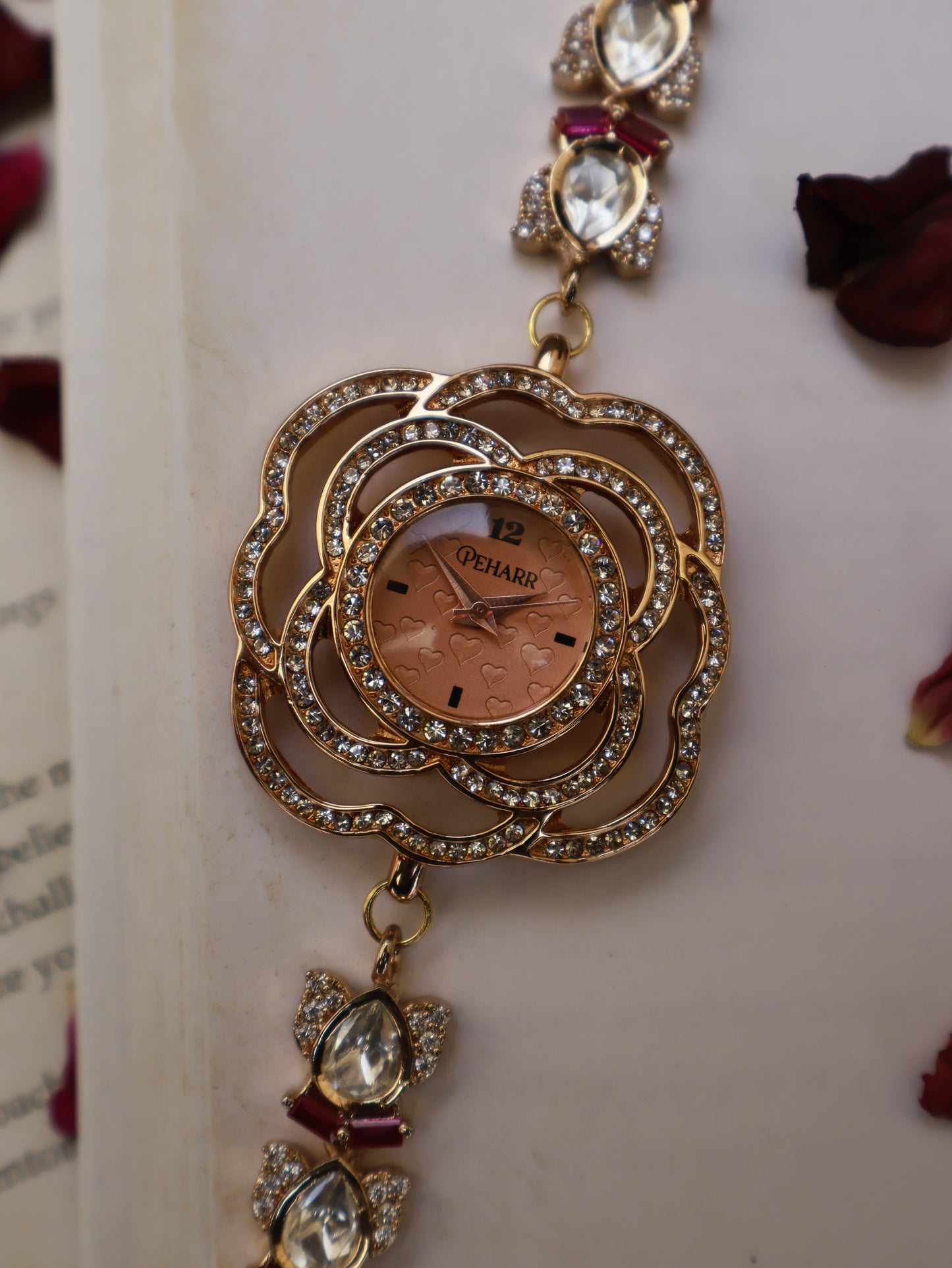 Polkis Petals Rose Gold Finish Wrist Watch