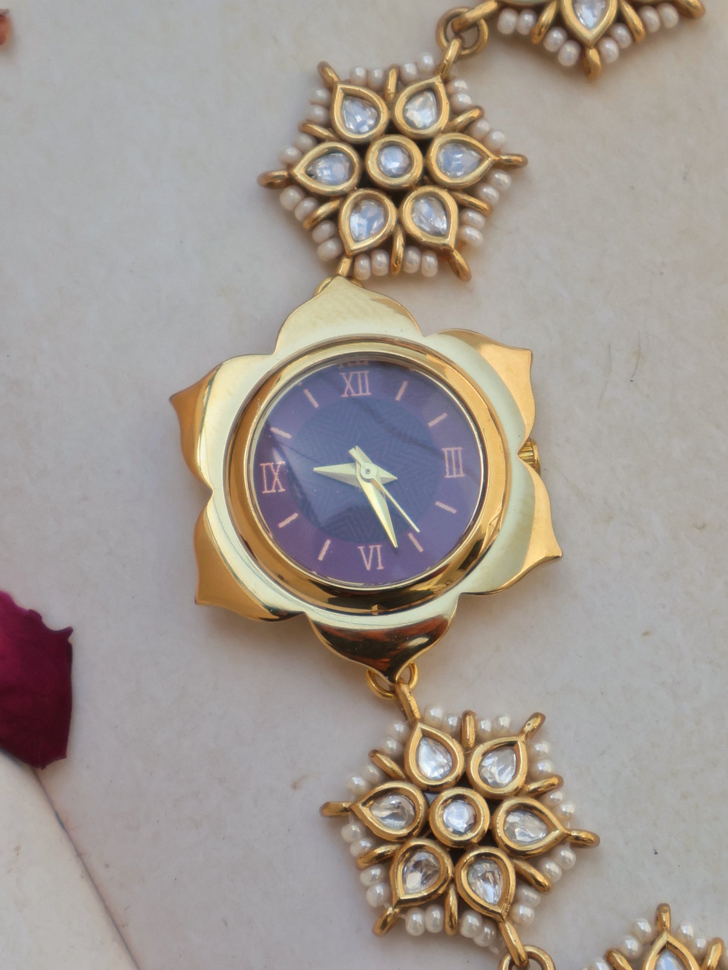 Elle Floral Polki Wrist Watch