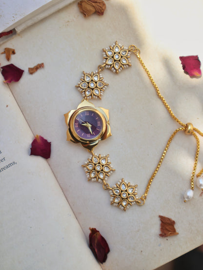 Elle Floral Polki Wrist Watch