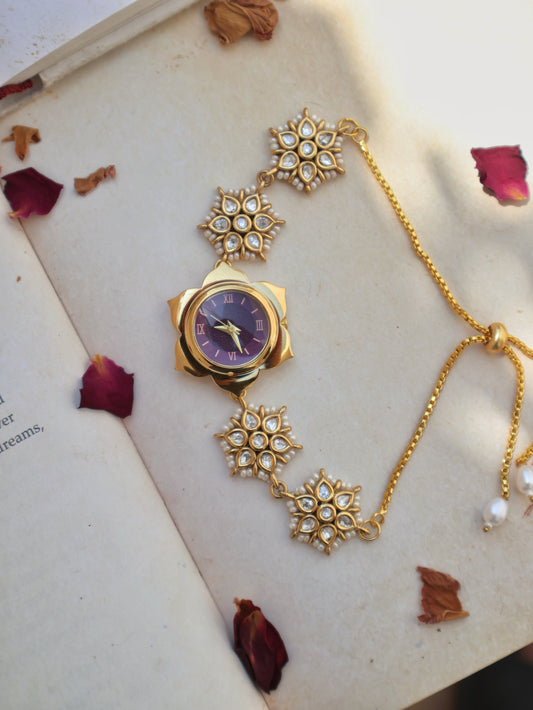 Elle Floral Polki Wrist Watch