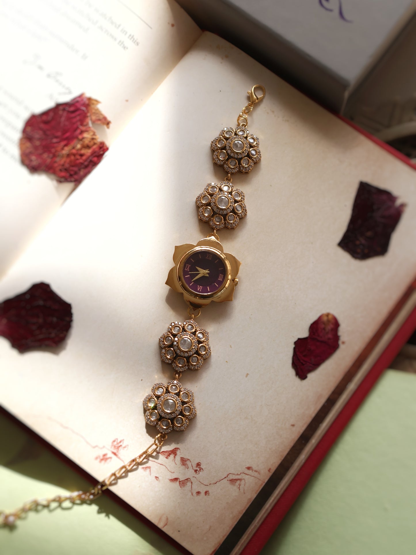 Diaz Floral Polki Wrist Watch