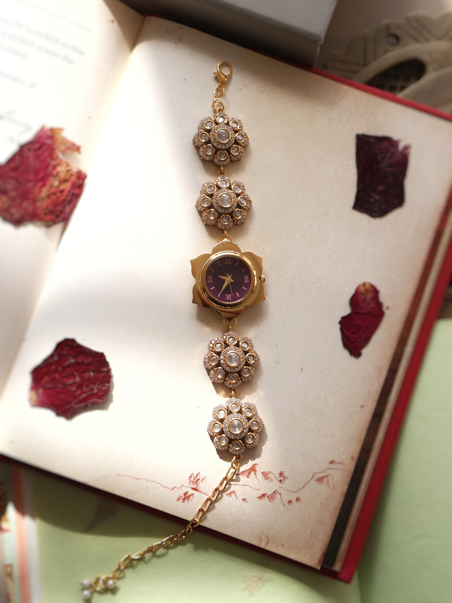 Diaz Floral Polki Wrist Watch