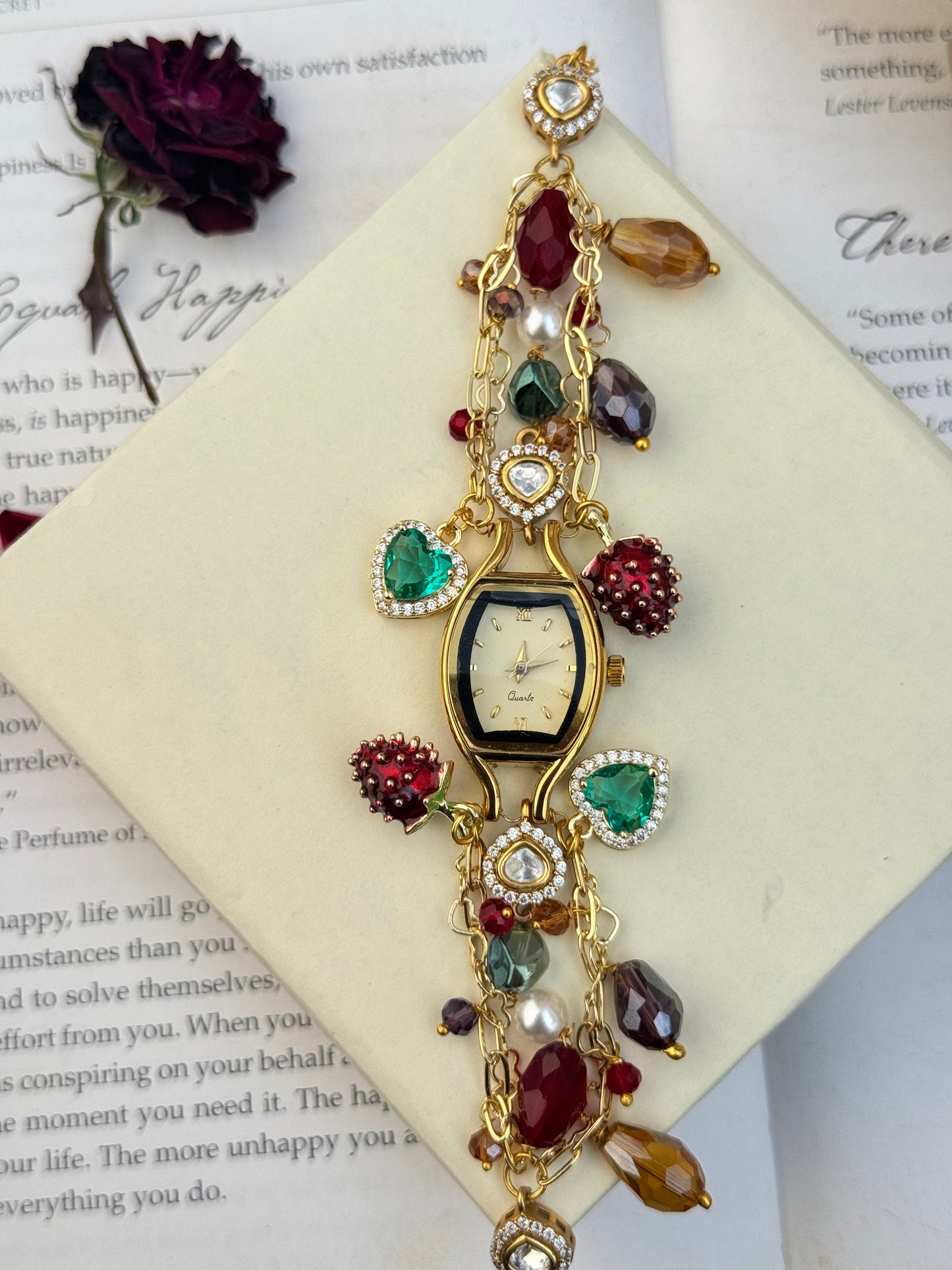 Foliage Green-Red Charm Wrist Watch