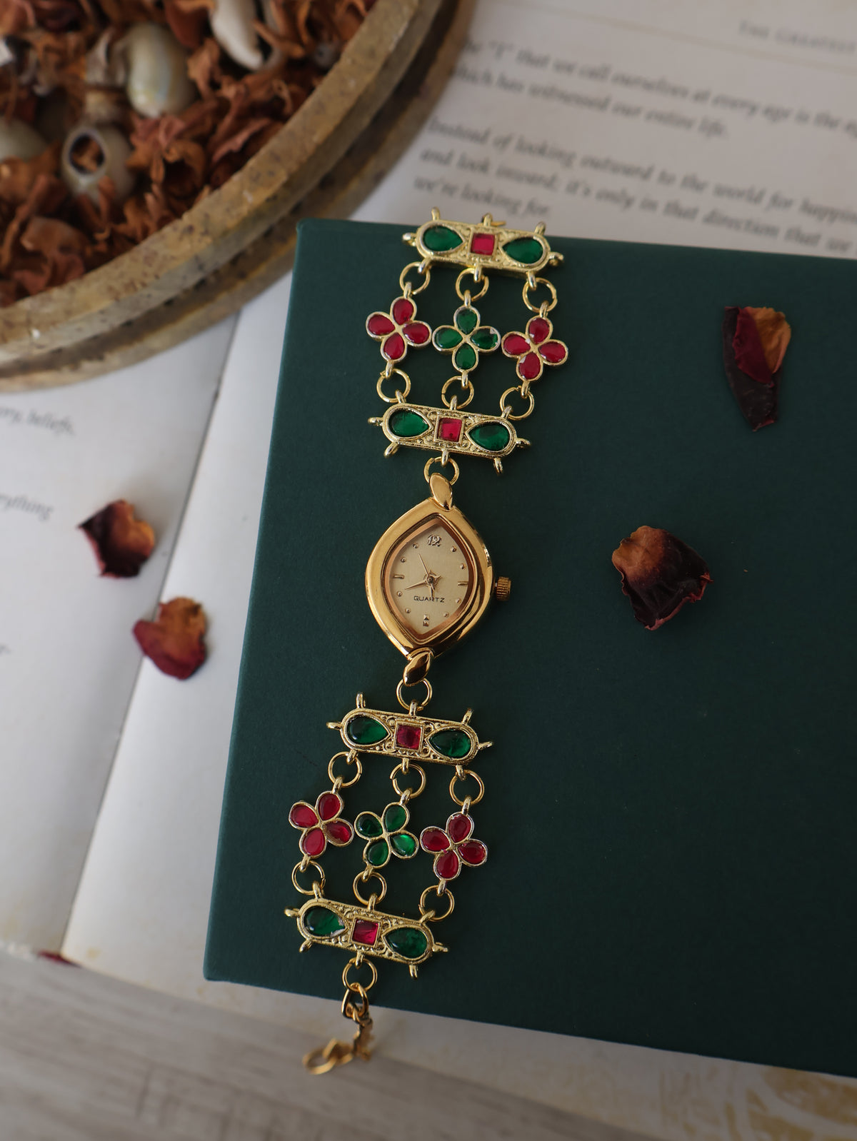 Agnes Kundan Wrist Watch