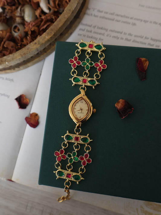 Agnes Kundan Wrist Watch