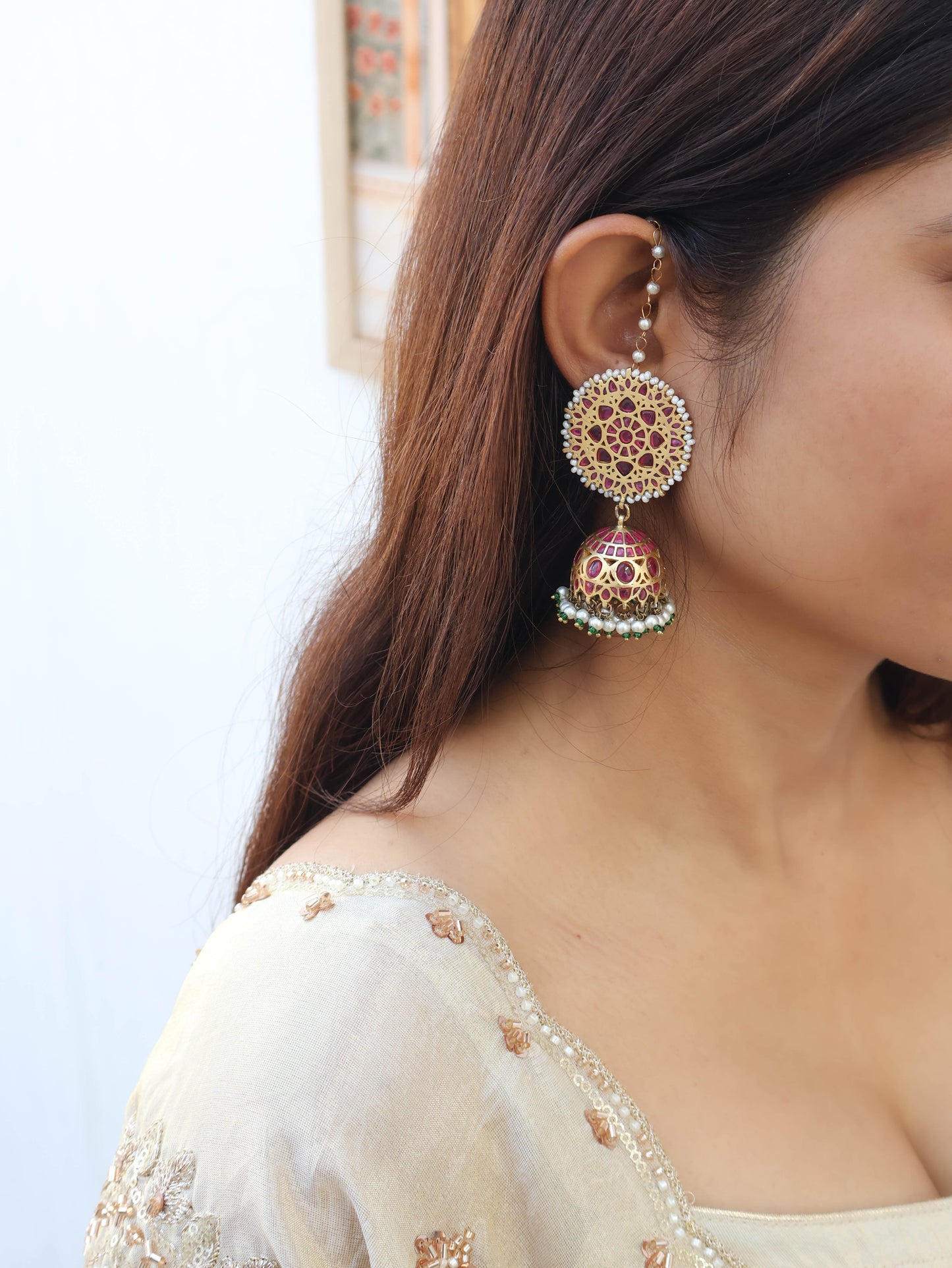 Ezra Kundan Jhumka Earrings