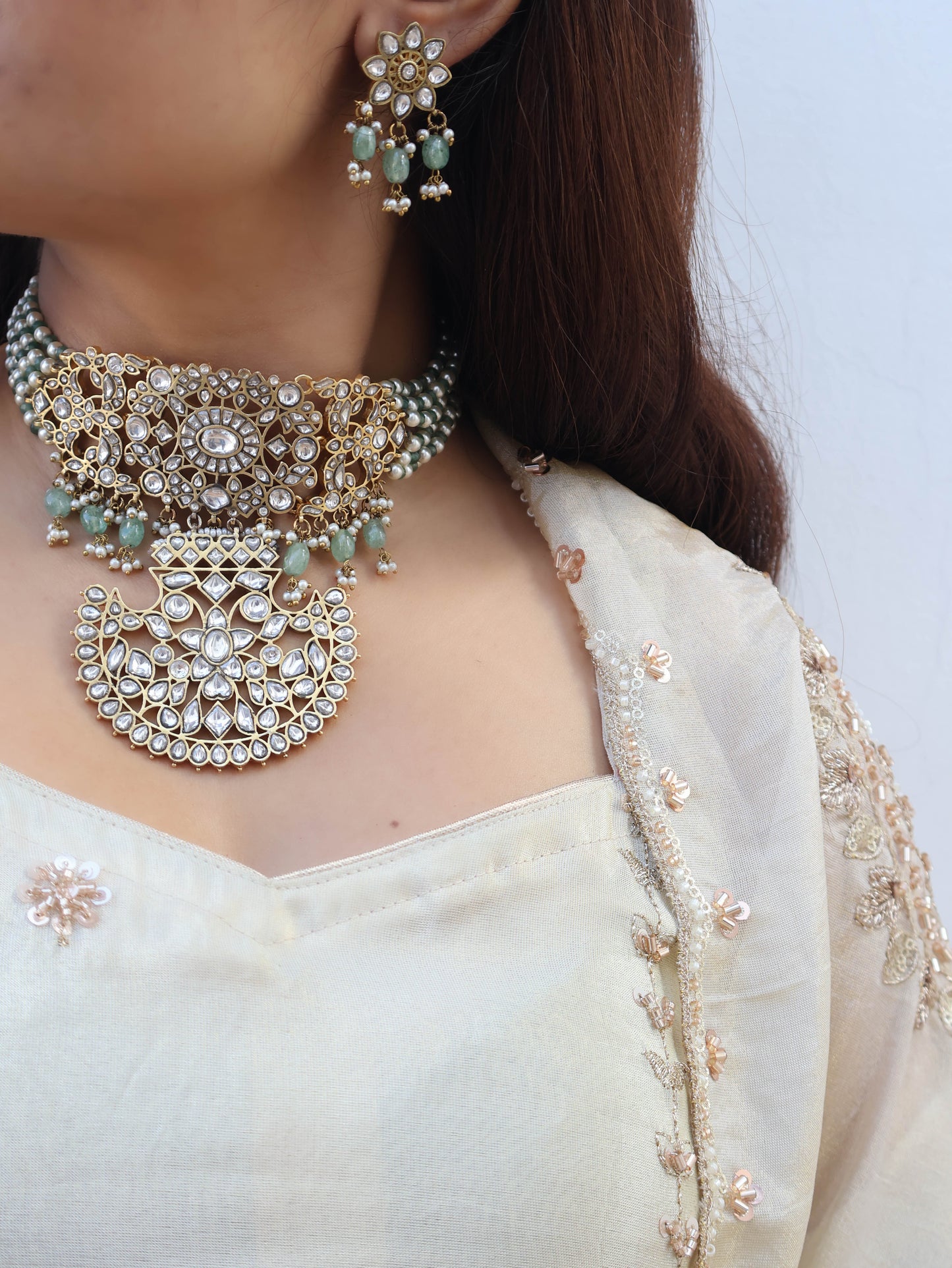 Kailash Mint Green Necklace Set