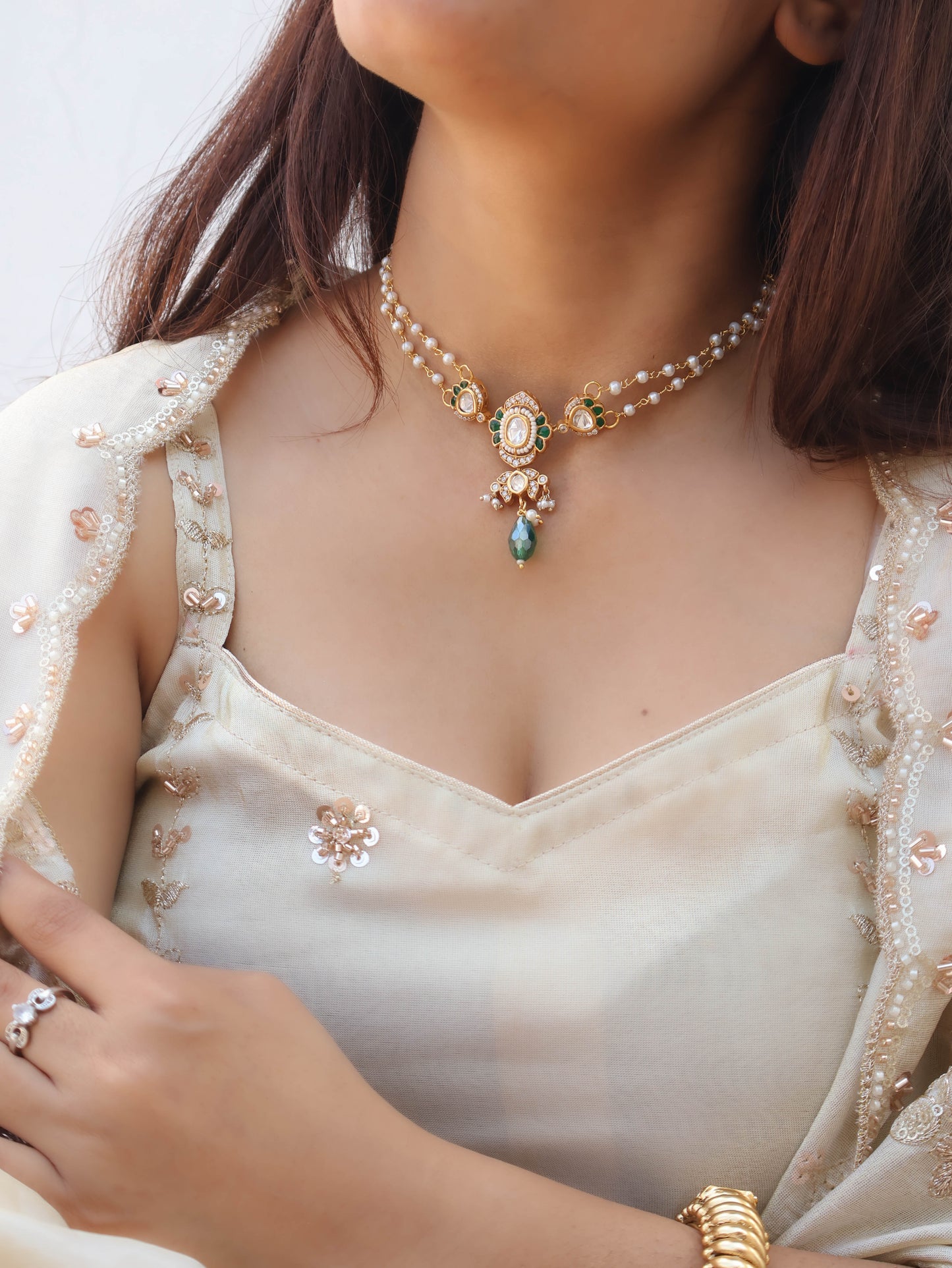Raika Green Polki Choker Necklace