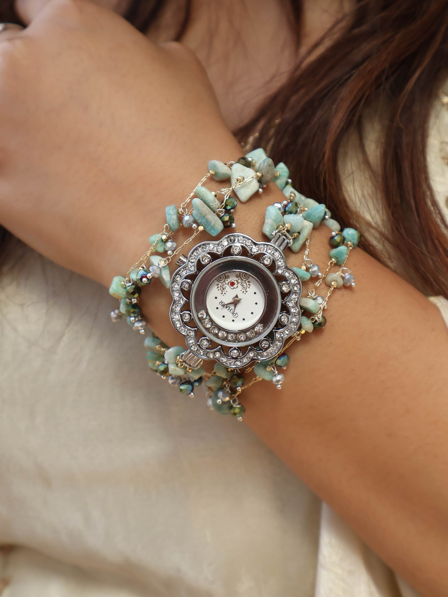 Infinity Turquoise Floral Wrist Watch