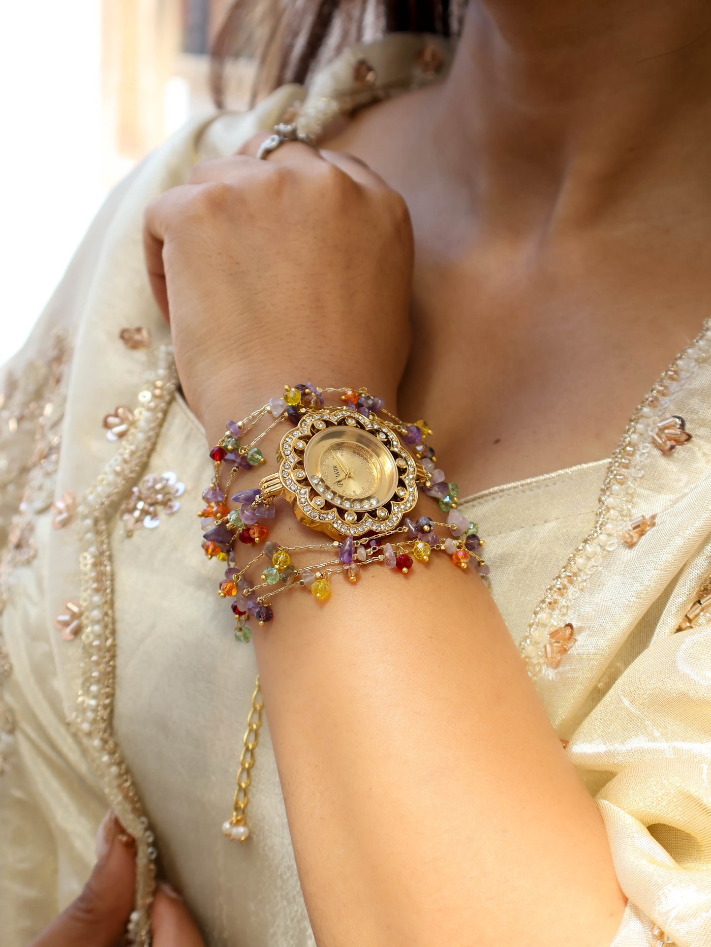 Infinity Purple Multicolored Floral Wrist Watch