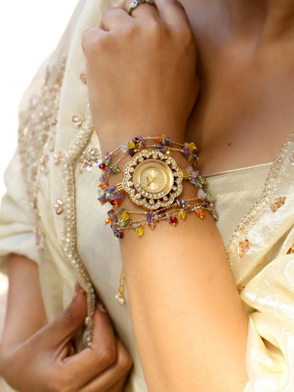 Infinity Purple Multicolored Floral Wrist Watch