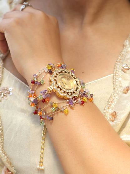 Infinity Purple Multicolored Floral Wrist Watch