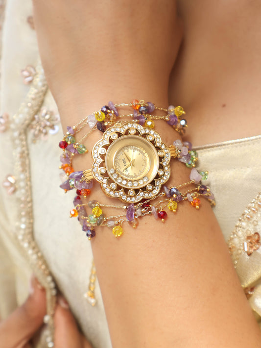 Infinity Purple Multicolored Floral Wrist Watch