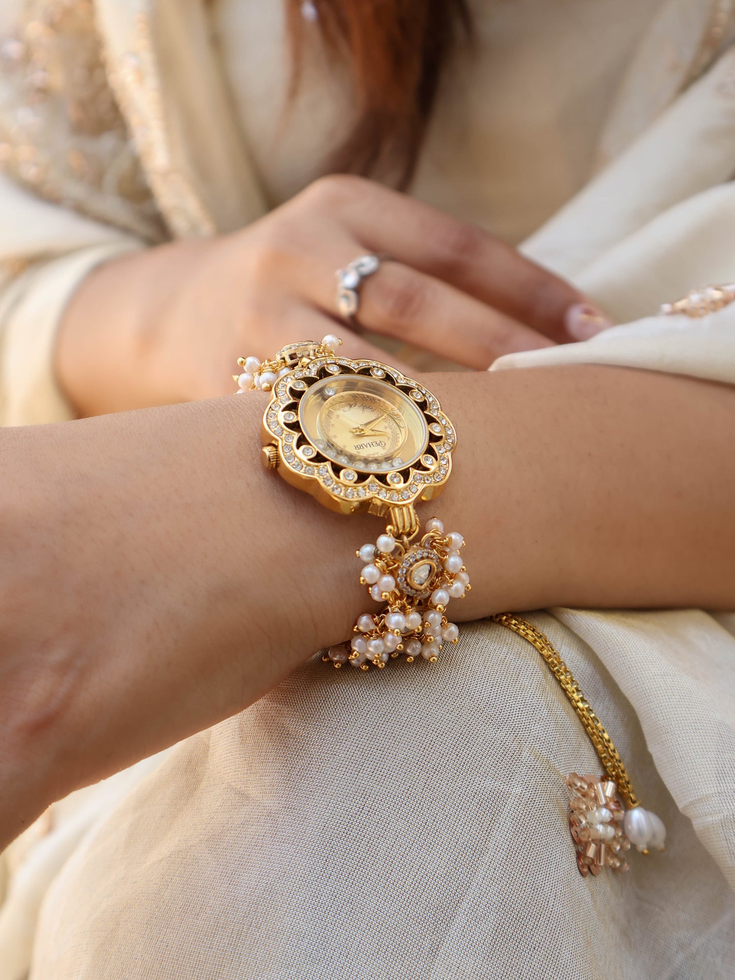 Polki Pearls Wrist Watch