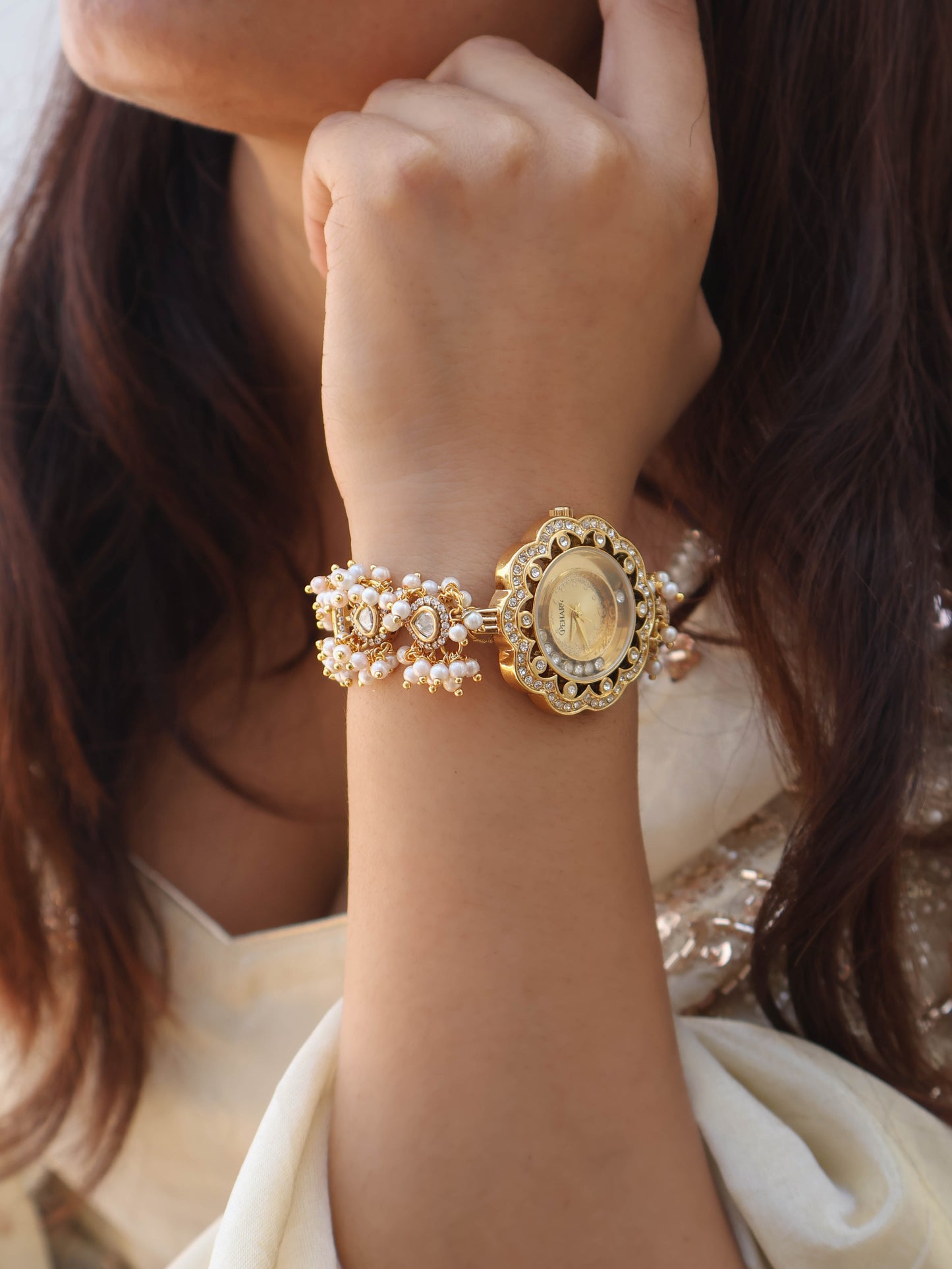Polki Pearls Wrist Watch