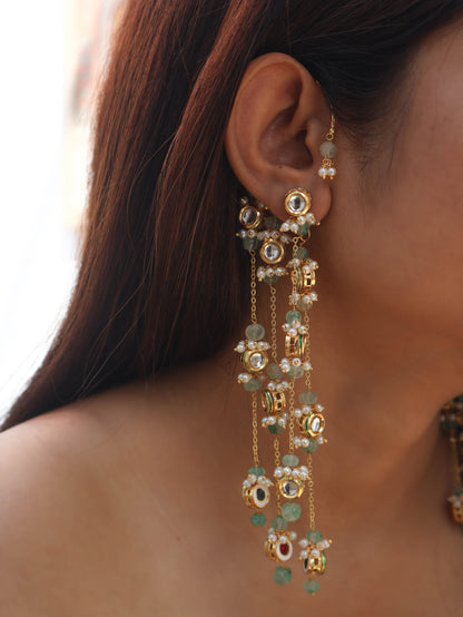 Meesha Kundan Earrings with Ear-Cuff