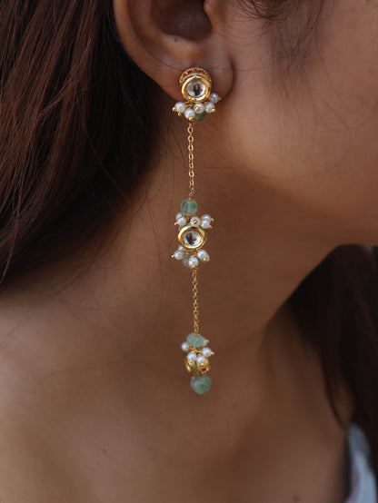 Meesha Kundan Earrings with Ear-Cuff