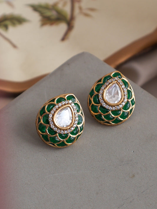 Effin Green Polki Studs Earrings