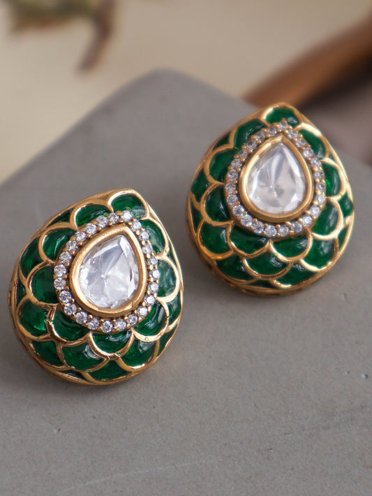 Effin Green Polki Studs Earrings