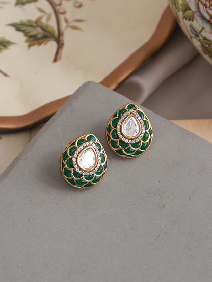 Effin Green Polki Studs Earrings
