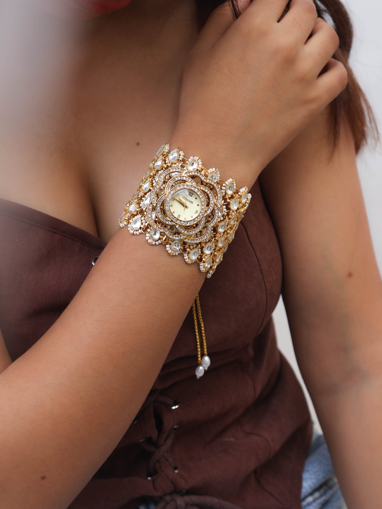 Gulaab Kundan Wrist Watch