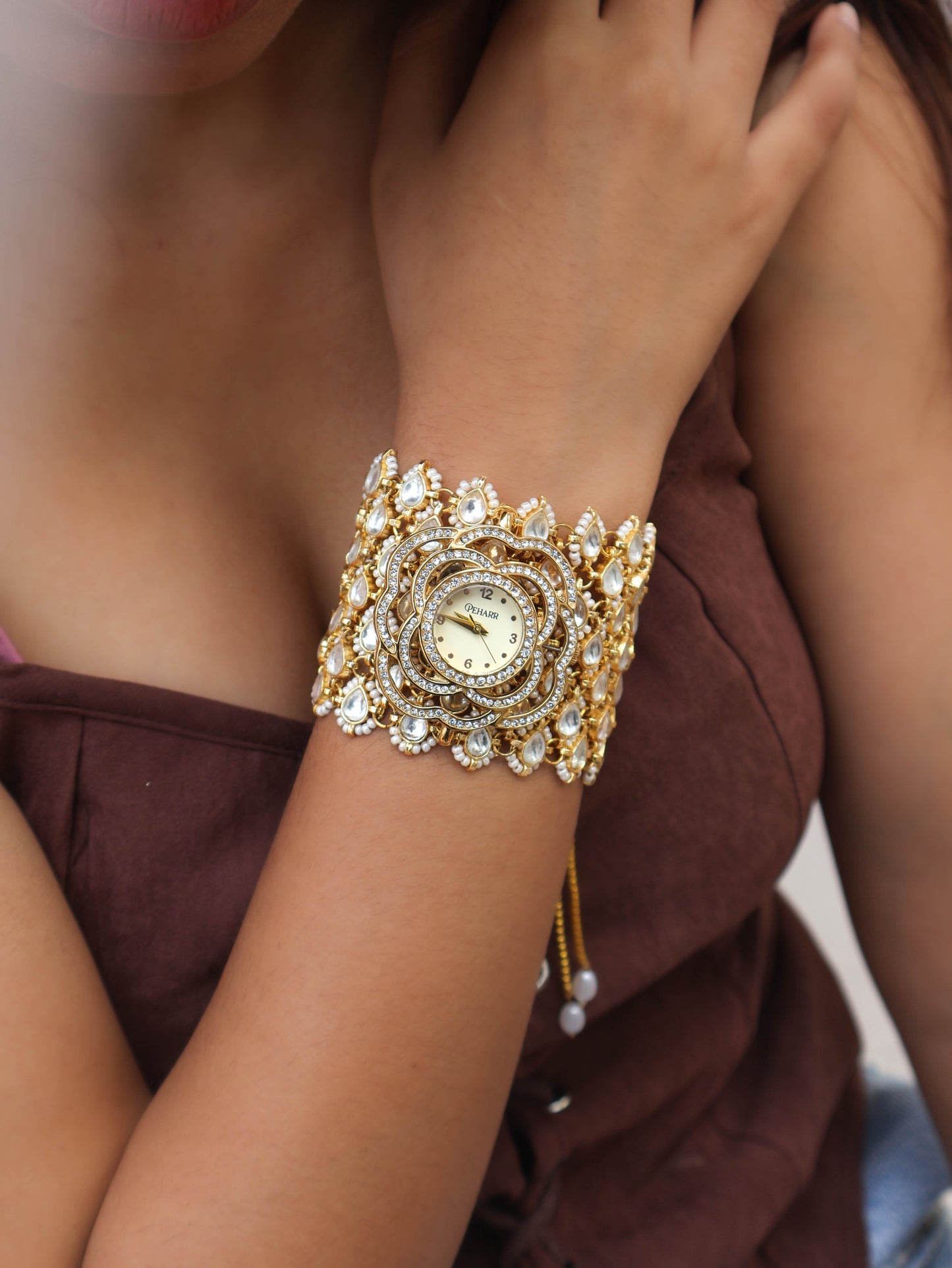 Gulaab Kundan Wrist Watch