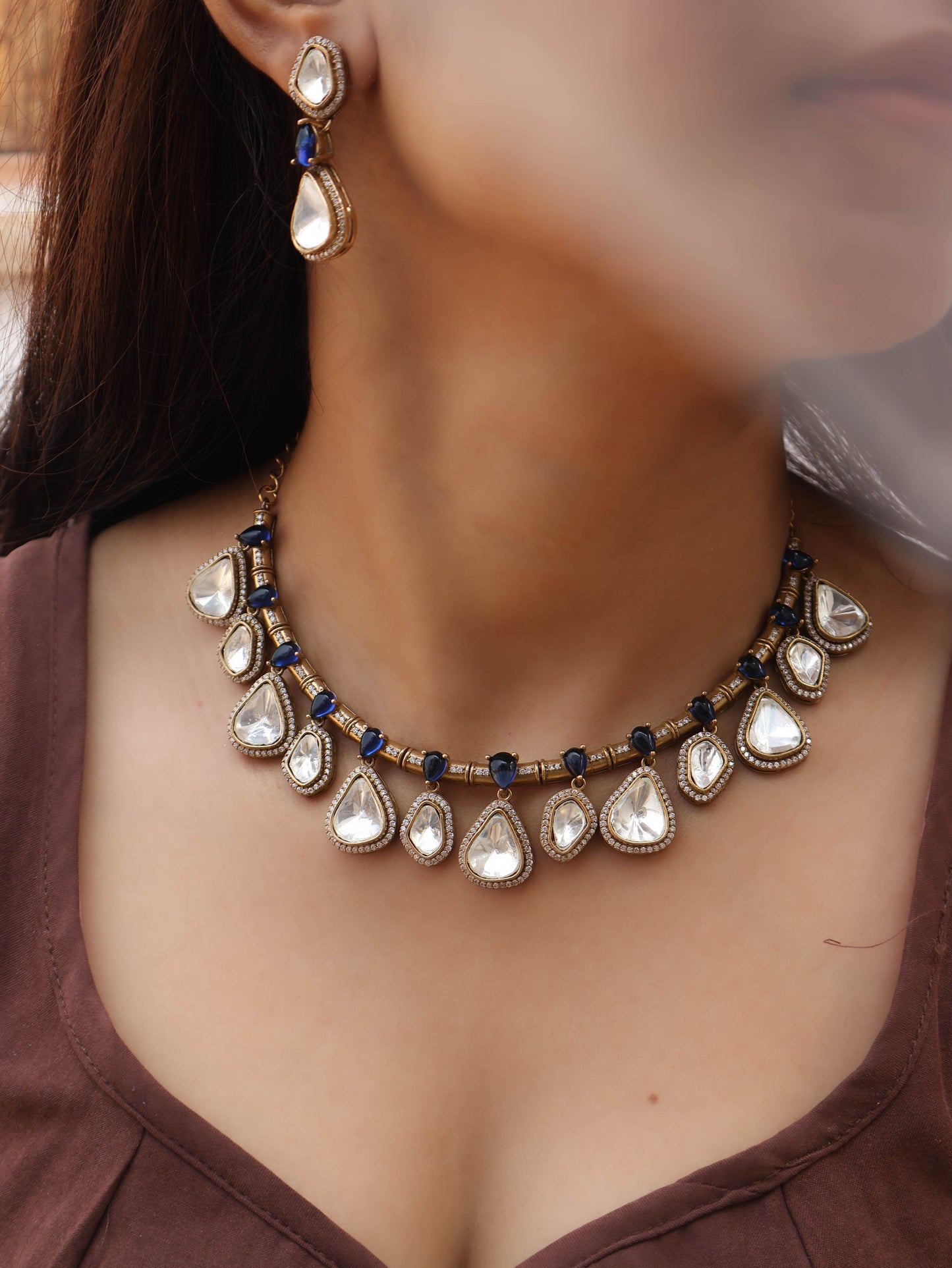 Azure Blue Polki Necklace Set