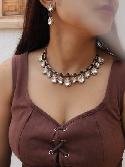 Azure Blue Polki Necklace Set