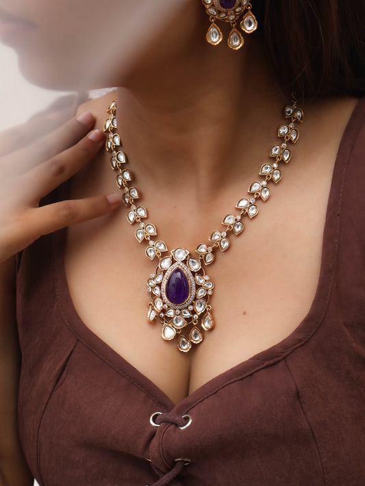Maison Blue Polki Necklace Set