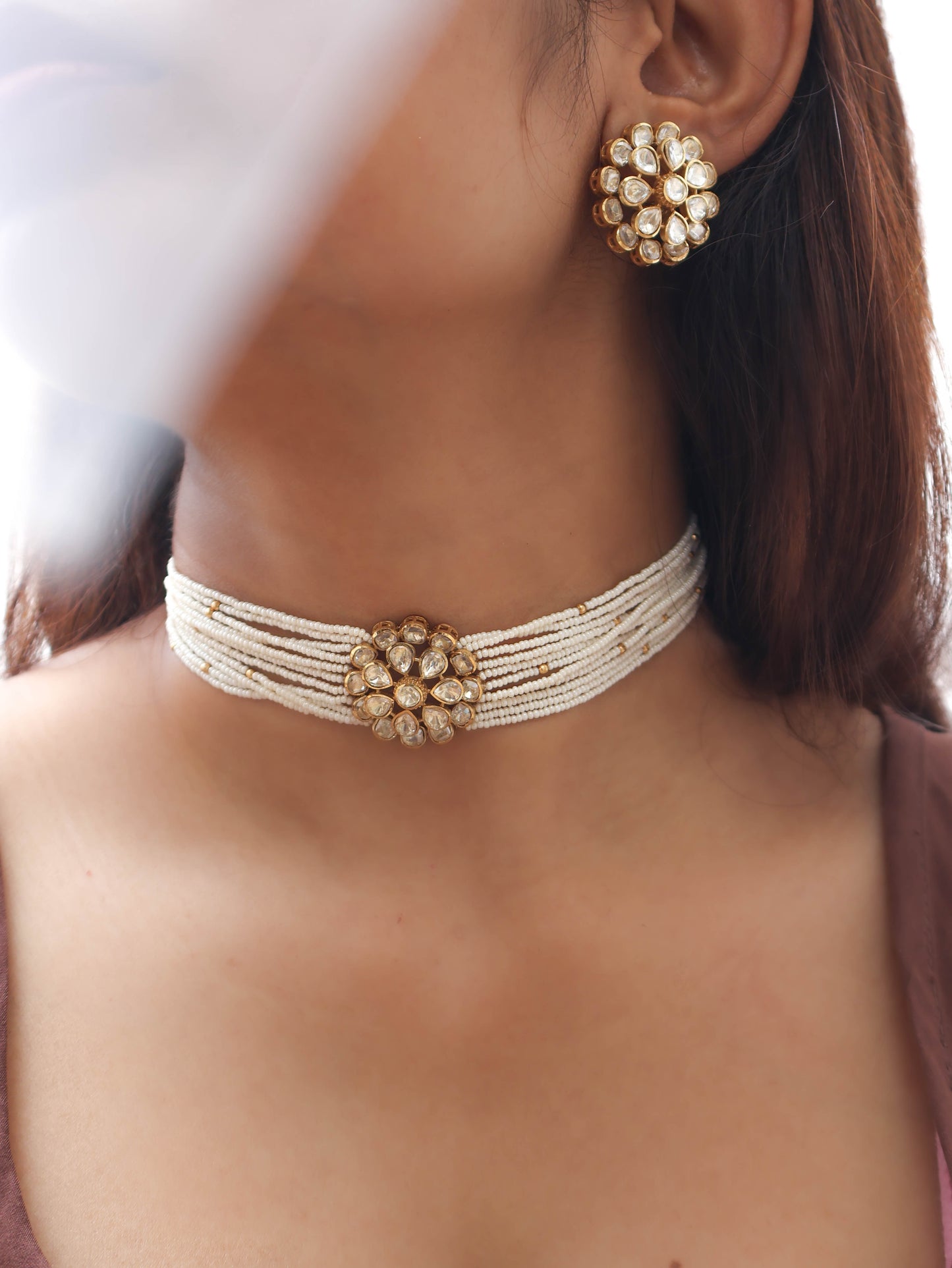 Idris Polki Choker Necklace Set