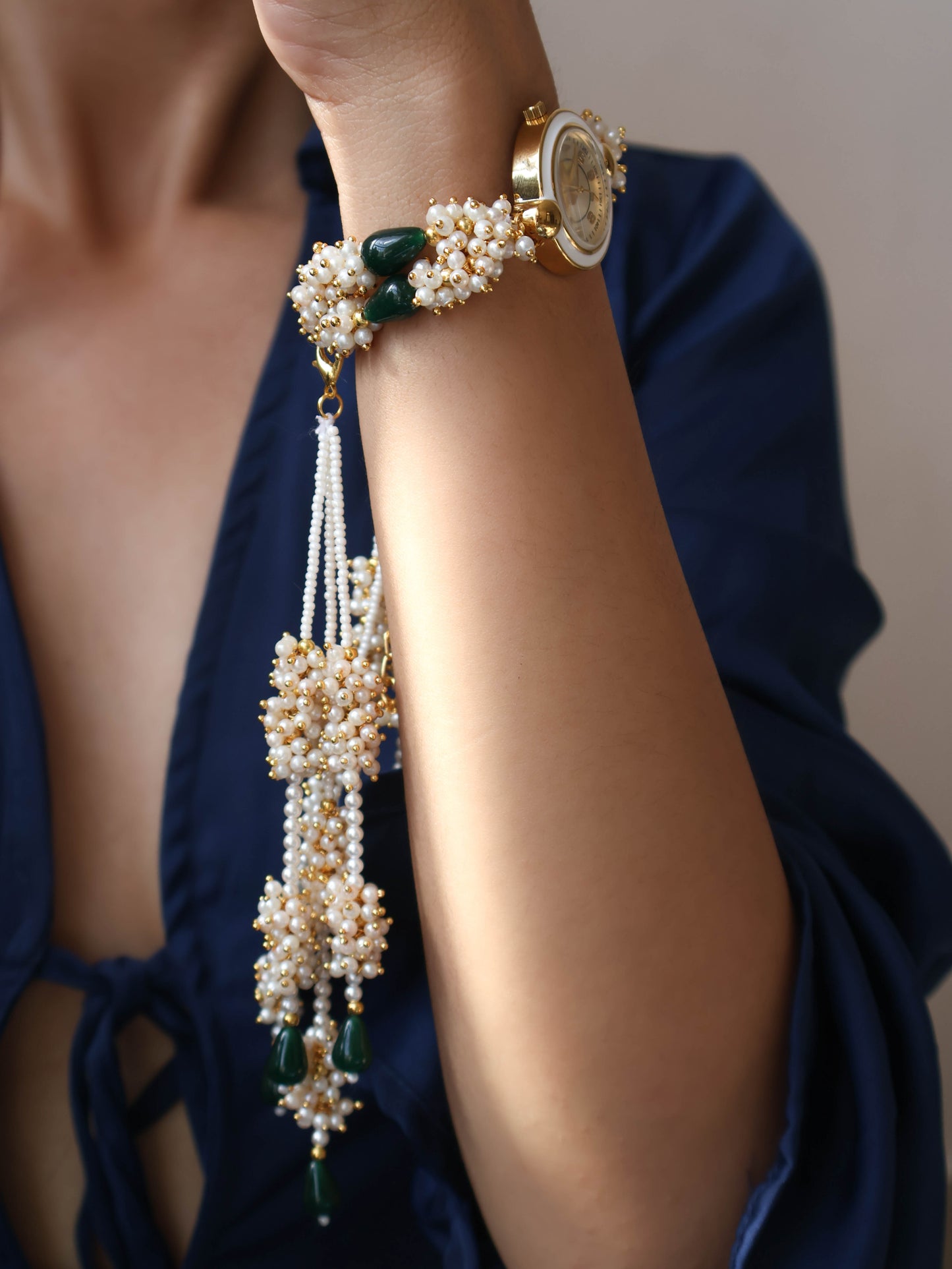 Raina Green Wrist Watch with Detachable Hangings