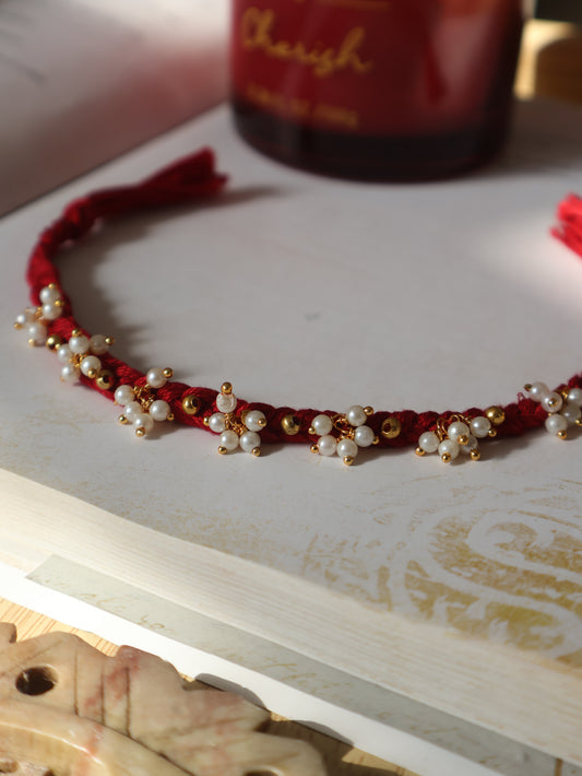 Joey Red Pearls Rakhi