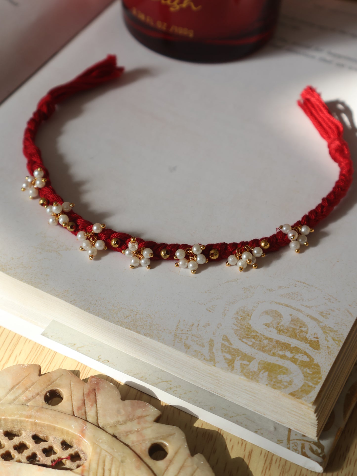 Joey Red Pearls Rakhi
