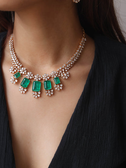 Diwit Green Polki Necklace Set
