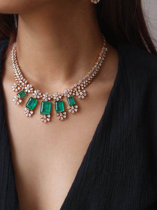 Diwit Green Polki Necklace Set