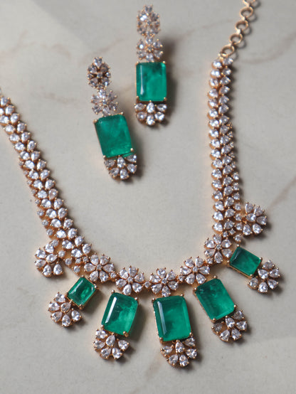 Diwit Green Polki Necklace Set