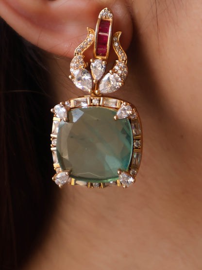 Dhruva Fluorite Polki Pendant Necklace Set