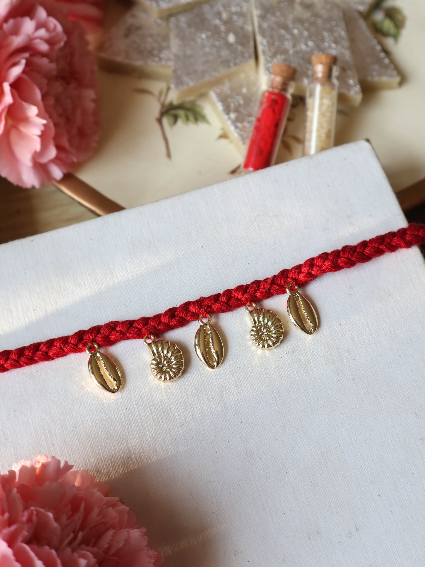 Sea Wave Charms Red Rakhi