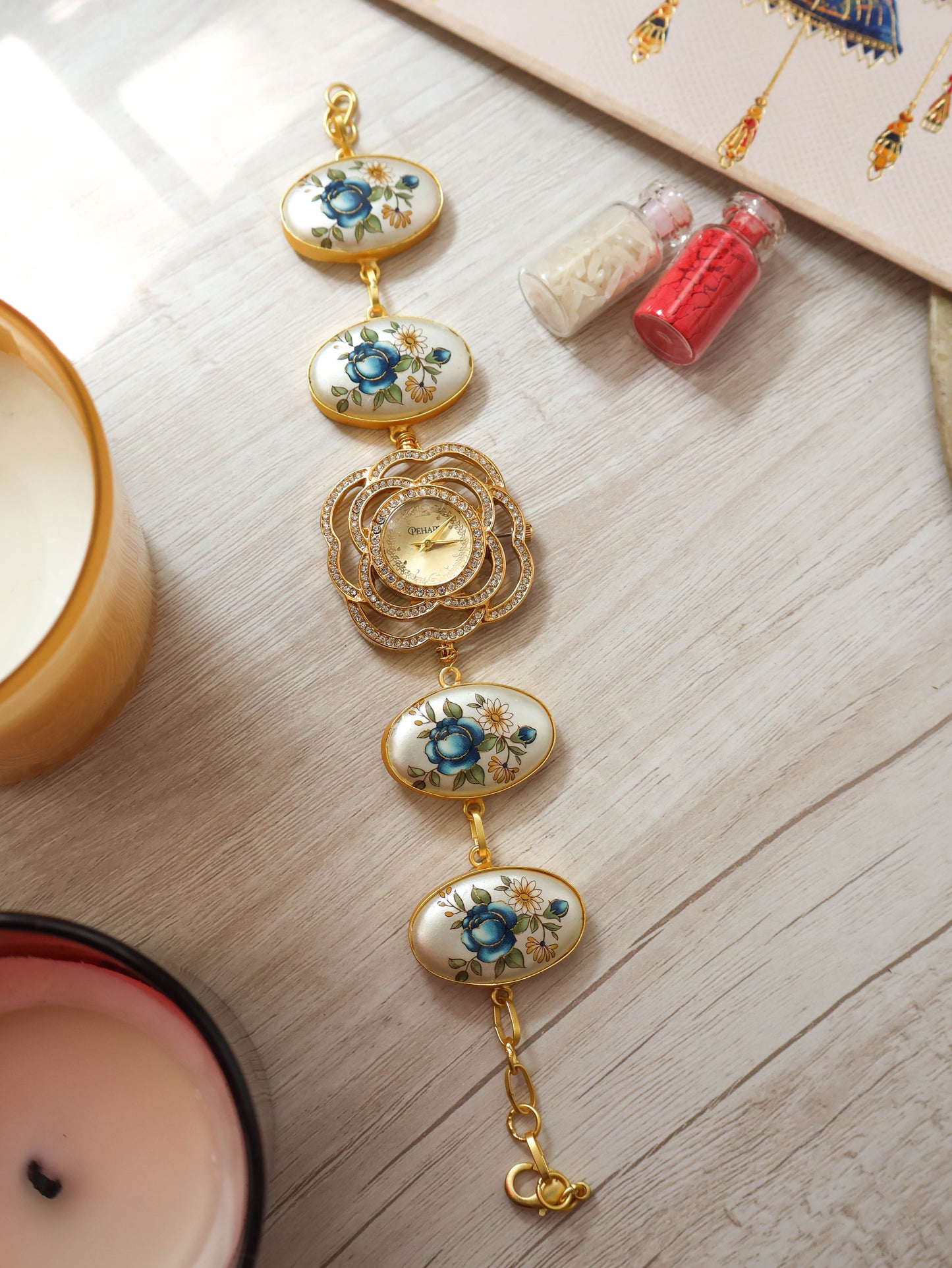 Blue Flora Wrist Watch