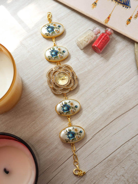 Blue Flora Wrist Watch