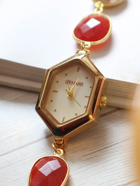 Citrine Pearl Wrist Watch