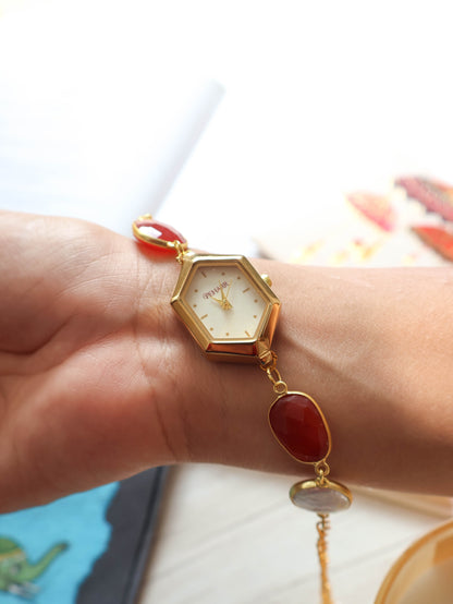 Citrine Pearl Wrist Watch